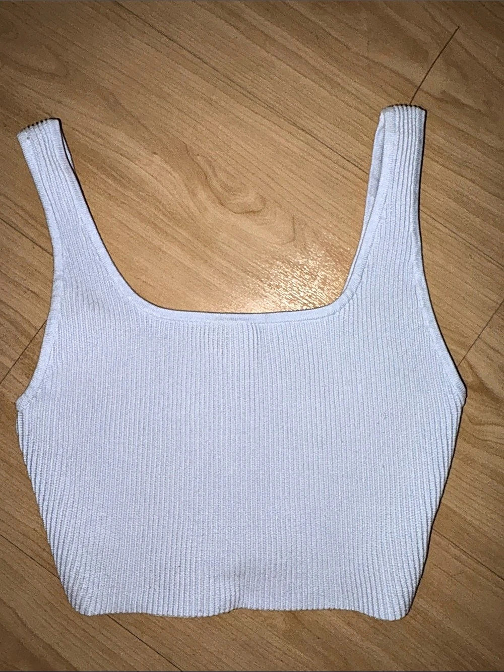 Babaton Sculpt Knit Squareneck Cropped Tank White Small